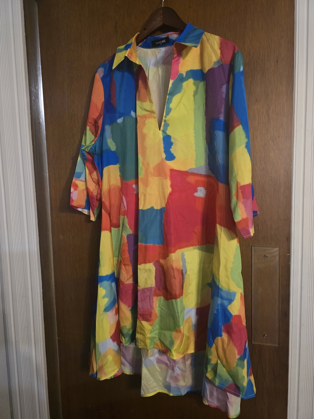 Chico's Multicolor High-Low Shirt Dress - Vibrant Abstract Print